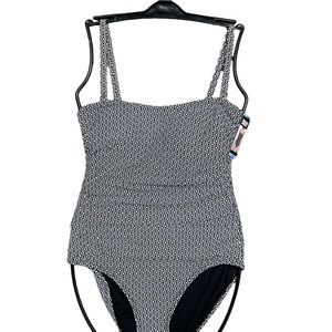 ✅One Piece Dkny Ruched Shirred Bandeau One Piece Swimsuit Bathing Suit